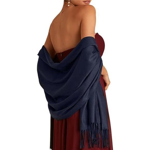 Women's Scarf Wedding Bride Bridesmaid Navy Blue - Picture 5 of 5